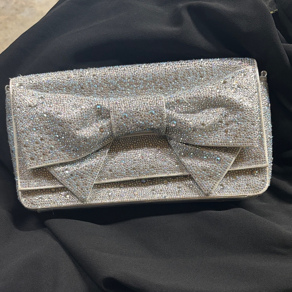 Betsey Johnson Glittering Silver Rhinestone Clutch